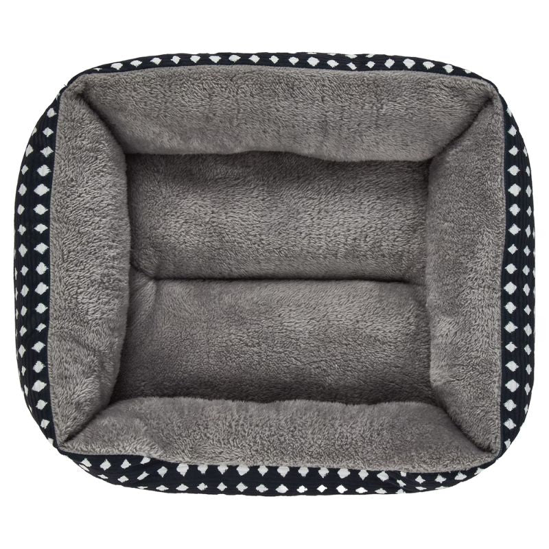 Vibrant Life Small Cuddler Pet Bed, Black and White Diamonds, 19" x 15"
